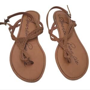 American Rag | Braided Vegan Leather Thong Ankle Strap Sandals